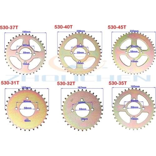 530 chain 31T/32T/35T/37T/40T/45T sprocket rear rear sprocket gear for 530 chain 110-150cc kart ATV four-wheel off-road vehicle