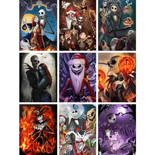 5D DIY Diamond Painting Nightmare Before Christmas Full Round Diamond Cross stitch Mosaic Picture Halloween Diamond Embroidery
