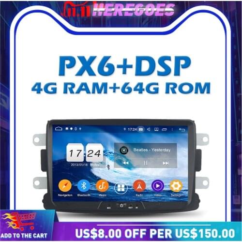 1280*720 PX6 Car DVD Player IPS DSP Android 10.0 4G + 64G GPS Radio wifi Bluetooth 5.0 For Dacia Renault Duster Logan Sandero