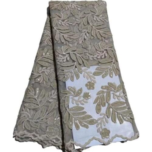 White African Lace Fabric 2021 Gold High Quality Nigerian French Lace Fabric With Sequins Sew Embroidered Applique For Party