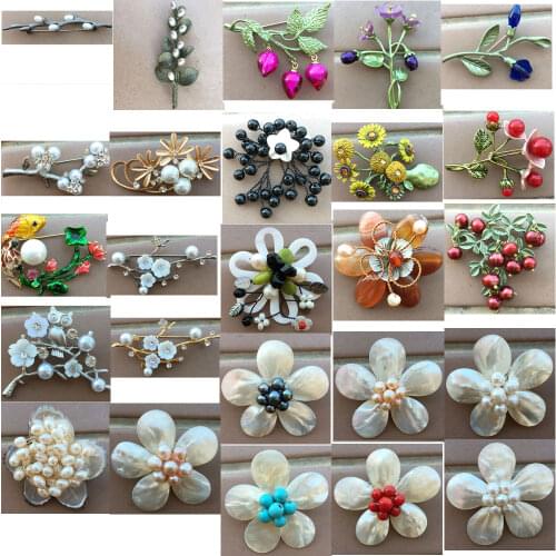 Free Shipping Women Fashion Jewelry Mother of pearl Shell Carnelian Lampwork Bead Brooch 1Pcs WFH816