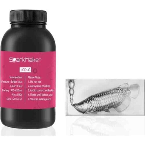 Sparkmaker Uv Resin 3d Filament LCD/SLA 3d Printer Printing Materials Super Transparent Liquid 500g/Bottle 405nm Uv Reisn Mold