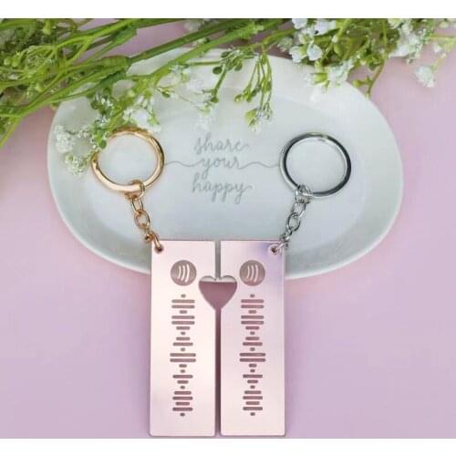 2pcs/set Personalized Song Code Keychain Fashion Heart Shape For Couple Lovers Key chains Unique Gift Custom Spotify Code брелок