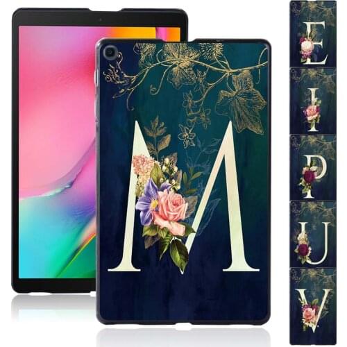Initial Name Pattern Tablet Case for Samsung Galaxy Tab A 8.0 (2019) T290 T295 Durable Slim Protective Shell + Free Stylus