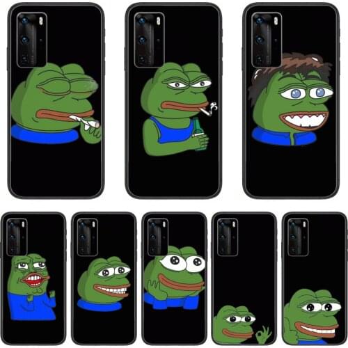 Frog phone case Phone Case For Huawei P 40 30 20 10 Lite Smart Z Pro Black Etui Coque Painting Hoesjes comic fashion