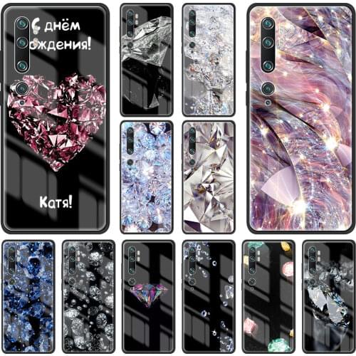 Crystal Diamond Tempered Glass Case for Xiaomi MI Poco X3 NFC M3 F3 F1 11 Ultra Note 10 Lite 5G 10T CC9E Cover Phone Coque Shell
