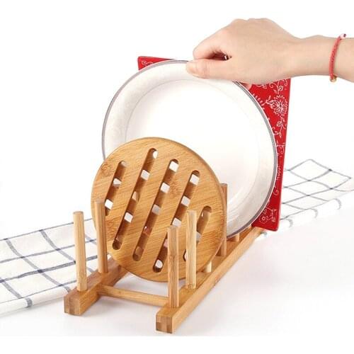 Wooden Sink Bowl Plate Dish Drainer Rack Pot Lid Cover Holder Storage Shelf Rack