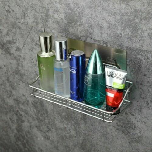 Shower Wall Shelf Punch Free Shower Shelf Black White Storage Suction Basket Storage RackKitchen Bathroom Accessories