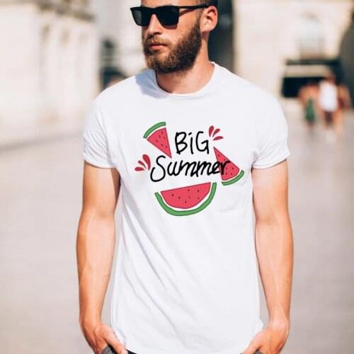 Cute Watermelon Cotton Male New Style T Shirt Big Summer Harajuku Graphic Print Unique O-neck Short Sleeve Casual Streetwear