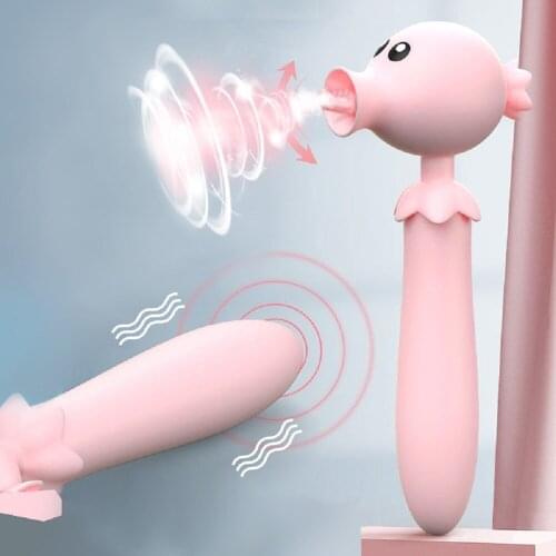 G Spot Dildo Rabbit Vibrator for Women Tongue Licking Silicone Waterproof Female Vagina Clitoris Massager Sex Toys For Women