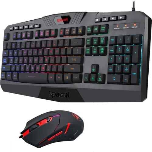Redragon Gaming Keyboard Gaming Mouse Combo S101 RGB LED Backlit Keyboard and Mouse Set Gaming Mouse and Keyboard Silent