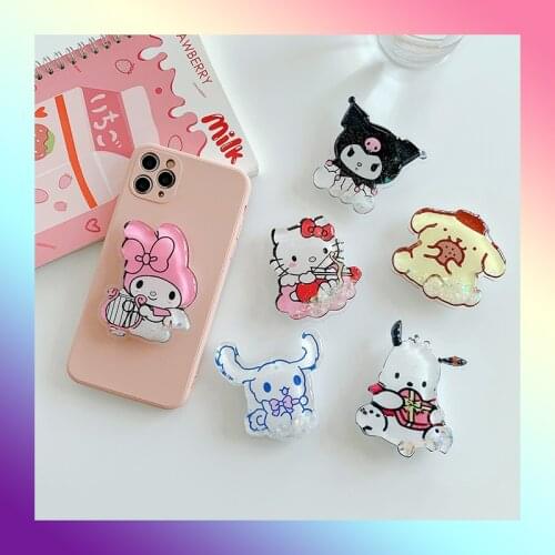 INS Kawaii Anime Mobile Phone Bracket Phone Holder Griptok For iPhone Rabbit Cat Kitty Pink Dogs Quickstand Stretch Grip Tok