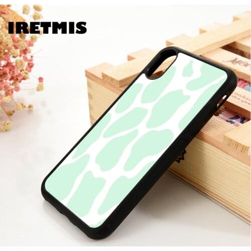 Iretmis 5 5S SE 6 6S TPU Silicone Rubber Phone Case Cover for iPhone 7 8 Plus X Xs 11 12 MINI Pro Max XR Mint Moo Moo