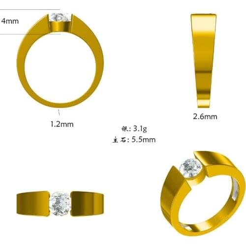 Sterling silver 925 Round 5.5mm round cut semi mount Trendy Fine Jewelry ring setting