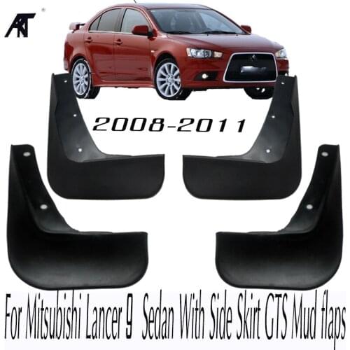 Set Car Mud Flaps For Mitsubishi Lancer 9 2008-2011 2009 2010 Sedan With Side Skirt GTS Mudflaps Splash Guards Mudguards Fende