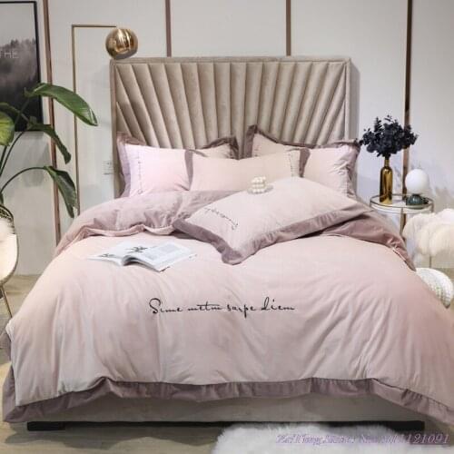 Hot Girls Home Textile Autumn Winter small fragrance baby cashmere Duvet Cover double-sided short plush flannel Bedding Set 4pcs