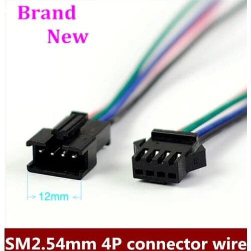 Best choice & Free shipping via DHL 500sets SM2.54mm 4P LED terminal line male and female power connecting line 200mm