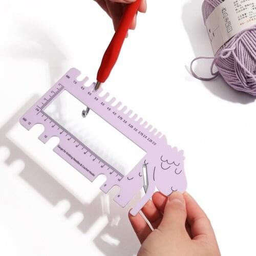 Multifunctional Sheep Shape Sewing Knitting Needles Gauge Size Guide Crochet Hook Measure Ruler Diy Craft Accessories Plastic