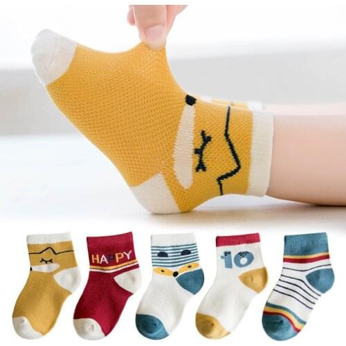 5 Pairs/Lot 1-12Y baby boys girls cute fox socks kids short socks spring summer 2020 cotton cartoon boy girl sock children meias