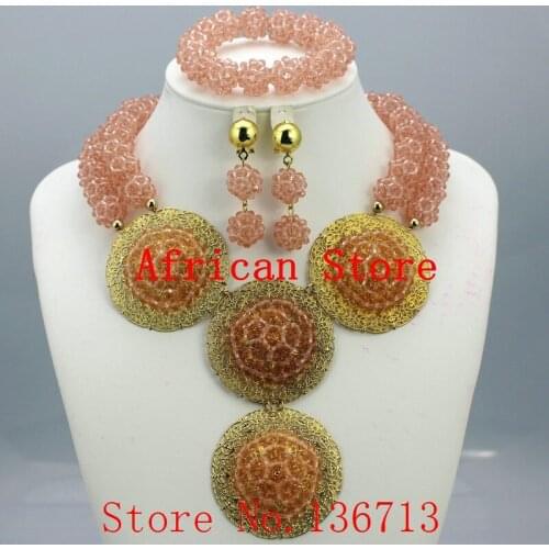 New Arrival African Beads Jewelry Set Fashion Nigerian Wedding African Beads Necklaces Earrings set Girls Womens Necklace R478