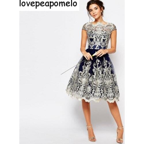 2018 New Womens Summer Dress Embroidered Gauze Retro Fashion Lace Slim Korean Party Dress D44