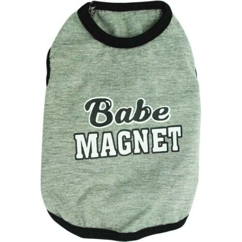 Dog Clothes Classical Grey Babe Magnet Cotton Letter Summer Vests Shirts Puppy Clothes For Teddy Chihuahua Small Dog Cats