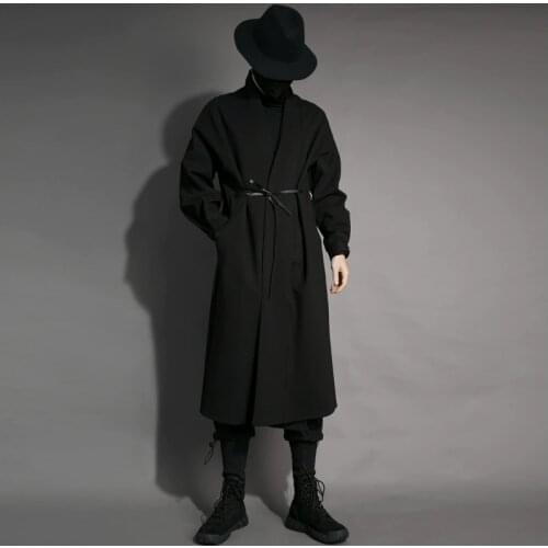 Diablo Yamamoto Unisex Fashion Brand Autumn/Winter Long Belted Cardigan Coat Windbreaker Jacket