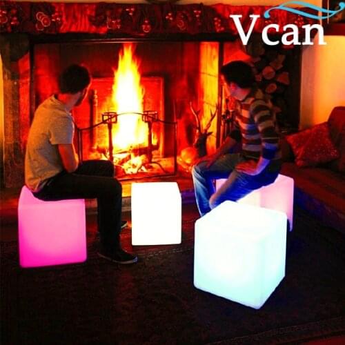 40*40*40cm colours change rechargeable lithium battery remote control Hot LED Furniture LED Light Up Square Cube Chair Seat
