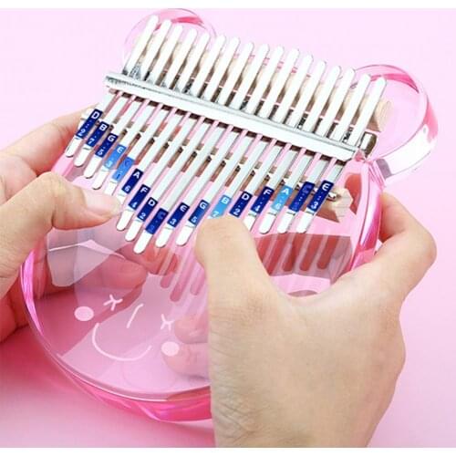 17 Keys Faux Crystal Transparent Acrylic Cute Thumb Piano Down-bending Kalimba Caringba Beginner Finger Piano With Sticker Case