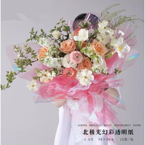 15pcs/lot Symphony Film Transparent Cellophane Flower Wrapping Paper Bouquet Floral Flower Shop Supplies Material Waterproof