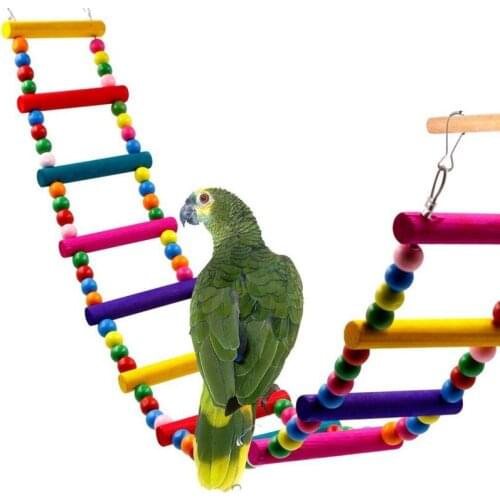 Birds Swing Wooden Bridge Ladder Climb Cockatiel Budgie Parrot Pet Toy Parrots Ladders Climbing Toy Hanging Toys