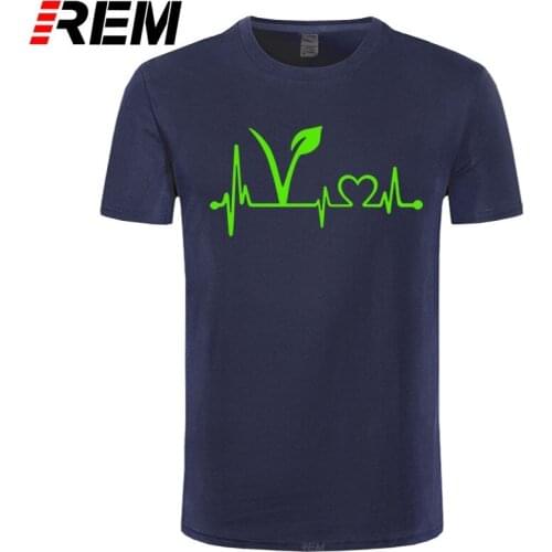 REM Vegan Vegetarian Heartbeat Lifeline T Shirt HIP HOP T-Shirt Brand Cotton Men Clothing Male Loose T Shirt