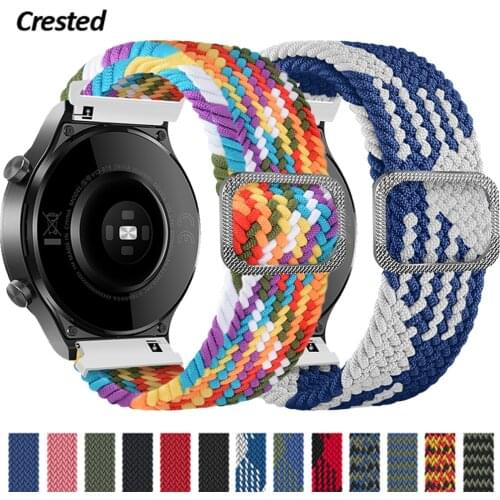 20mm 22mm watch strap for Samsung Galaxy watch 3/active 2/46mm/42mm/Gear S3 Adjustable Braided Solo Loop Huawei GT/2/2e/Pro band