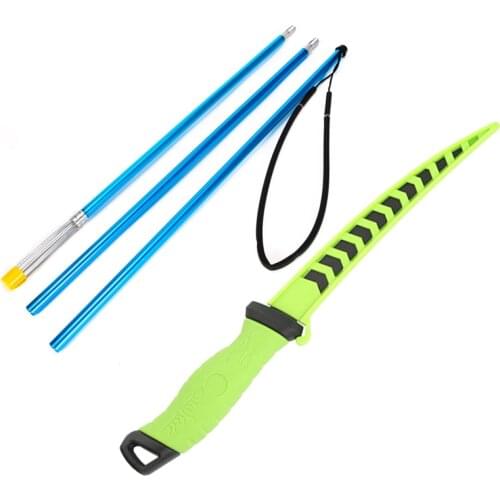 1 Pcs 9 Inch Bait Knife Sharp Blade Fishing Knife & 1 Set Pole Spear Detachable Three-Section Removable Harpoon