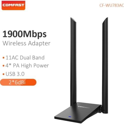 COMFAST 1900mbps dual antenna network card dual band 2.4&5.8G USB wi-fi adapter wireless receiver 2*6dBi antennas CF-WU783AC