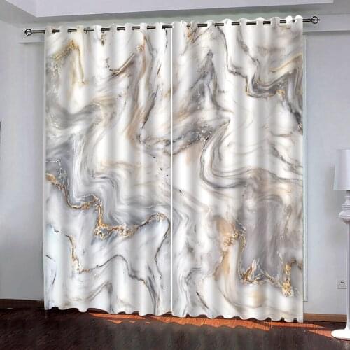 Curtains Decoration European 3D Curtains For Living room Blackout Solid color marble effect room Bedroom Decoration curtains