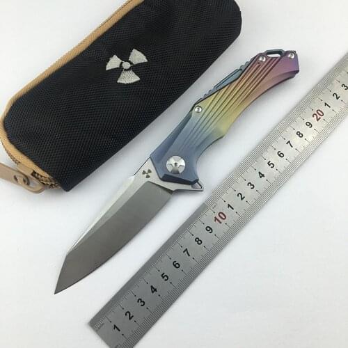NKAIED JK3287 Flipper folding knife D2 steel blade titanium alloy handle outdoor camping kitchen fruit knife EDC tool