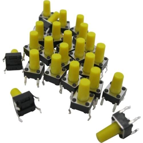 100pcs 6x6x10MM 4PIN Tactile Tact Push Button Micro Switch Direct Touch micro switch yellow 6*6*10 keys button DIP 4pin