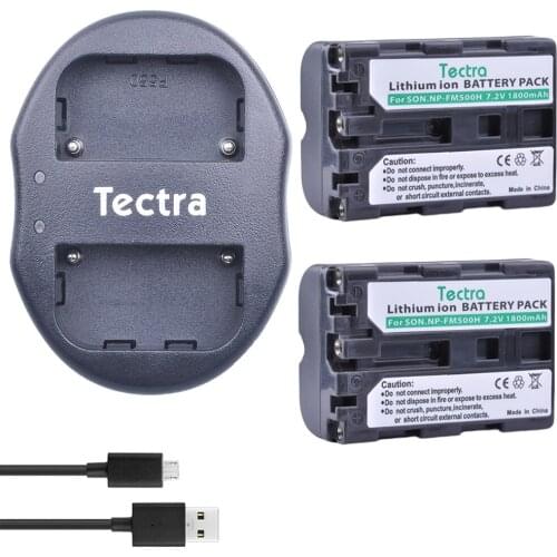 Tectra 2Pcs NP-FM500h Bateria + USB Dual Charger for Sony A57 A65 A77 A99 A350 A550 A580 A900 A300 A900 A700 A200 a58 a560 a850