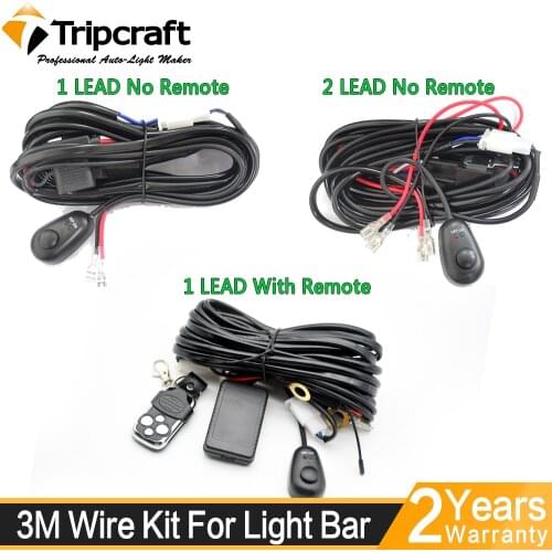 Tripcraft 12V 40A LED Work Light Bar Wiring 1LEAD 2LEAD Harness Relay Kit For Auto Offroad 4x4 Driving Light Wire Fuse Switch