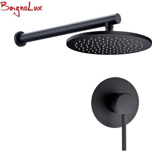 Vidric New Wholesale Promotion Premium Round Style Single Handle Matte Black Wall Bathroom Shower Sytem Set Mixer Tap With Heads