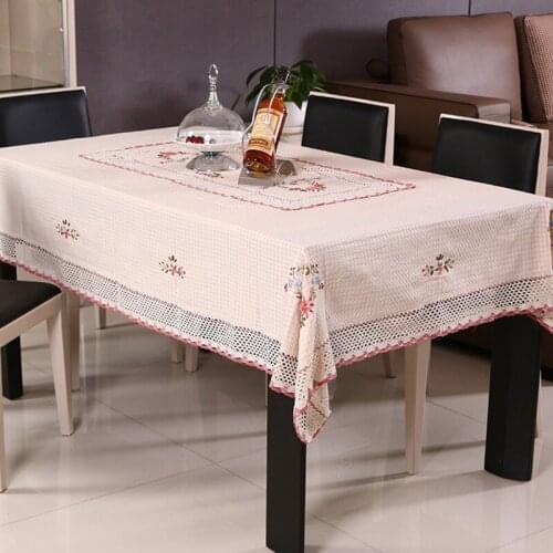 Pastoral Handmade Ribbon Embroidery Table Cloth Round Tablecloth Rectangular Table Covers Home Decor Toalhas De Mesa Bordada