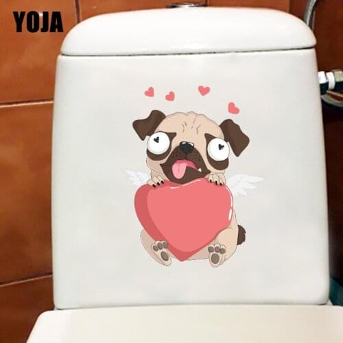 YOJA 19×24CM Loving Cute Pug Home Toilet Decoration Fashion Bedroom Wall Stickers T1-2920