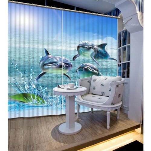 Customized 3d Curtains Underwater animal Windows Curtains for Living Room Bedroom Decorative Kitchen Curtain Drapes Treatments