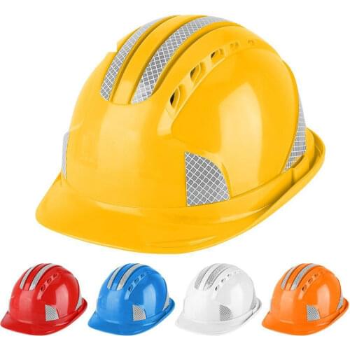 Worker Construction Site Protective Cap Ventilate ABS Hard Hat Reflective Stripe Safety Helmet