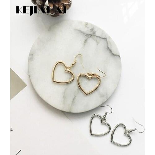Kejialai 2018 New Arrival Heart Dangle Earrings For Women Silver Color Heart Earrings Fashion Jewelry LY-B6012