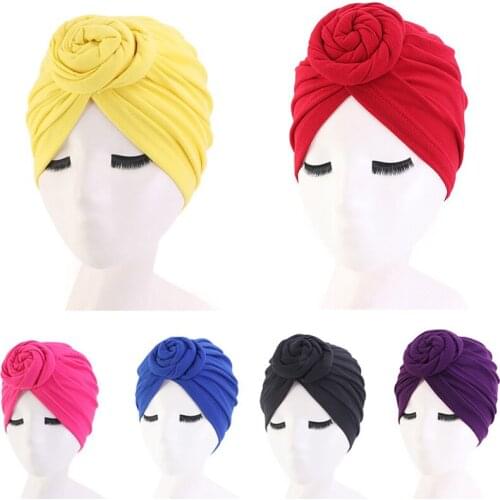 Ladies Turban Bonnet Soild Color Cotton Top Knot Inner Hijab Caps African Twist Headwrap Women Head Wraps India Hat Hijabs Cap