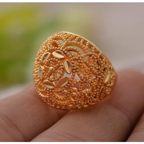 Gold Color Ethiopian Wedding Ring Women,Arab Middle East Dubai Brides Jewelry African Gifts New Arrival