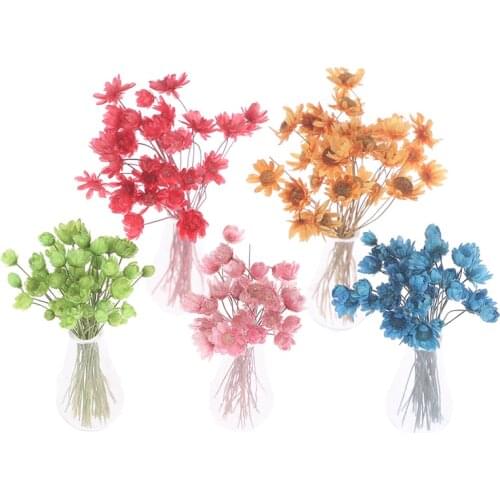 1:12 Dollhouse Miniature Accessories Mini Flower Model with Glass Bottle Simulation Vase Toys Doll House Decoration