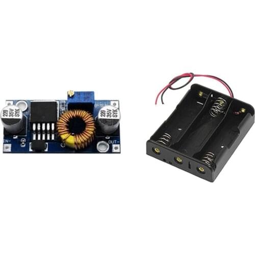1 Pcs 3.7V Flat Tip Battery Holder Case & 1 Pcs High Power 5A XL4005E1 Step-Down Power Module